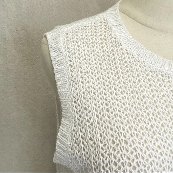 Eileen Fisher White Organic Linen Crochet Tunic Cover-up Size Small - Picture 7 of 13